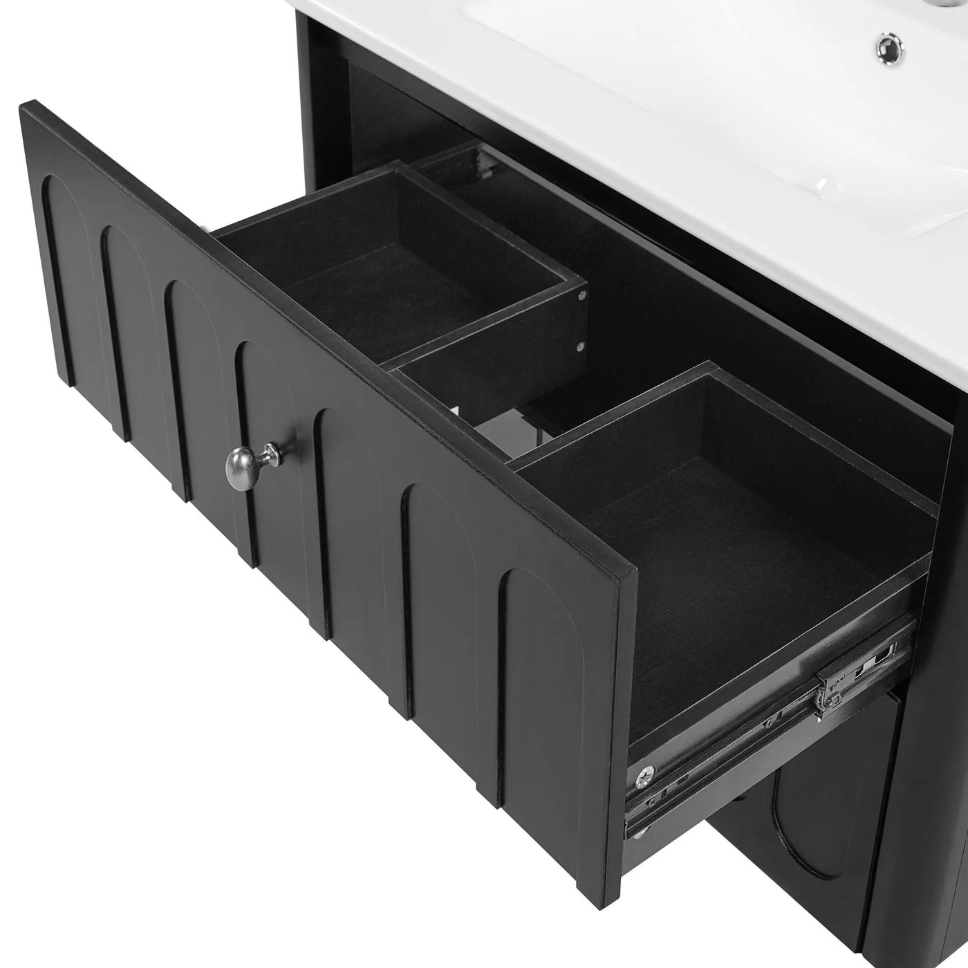 Floating Bathroom Vanity With Oval Knobs & Round Edge, Soft Close Drawer Slides by HouseOfZazla