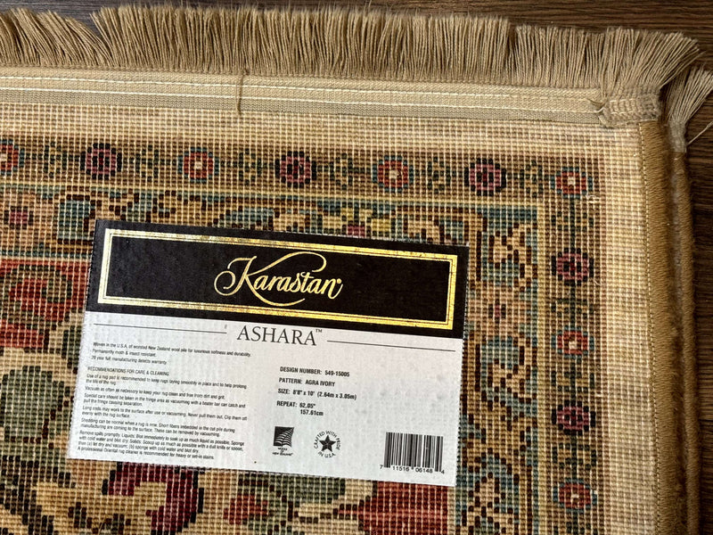 Karastan Rug 8.8 x 10, Ashara Agra Ivory #549, Wool, Vintage by Jewel Rugs