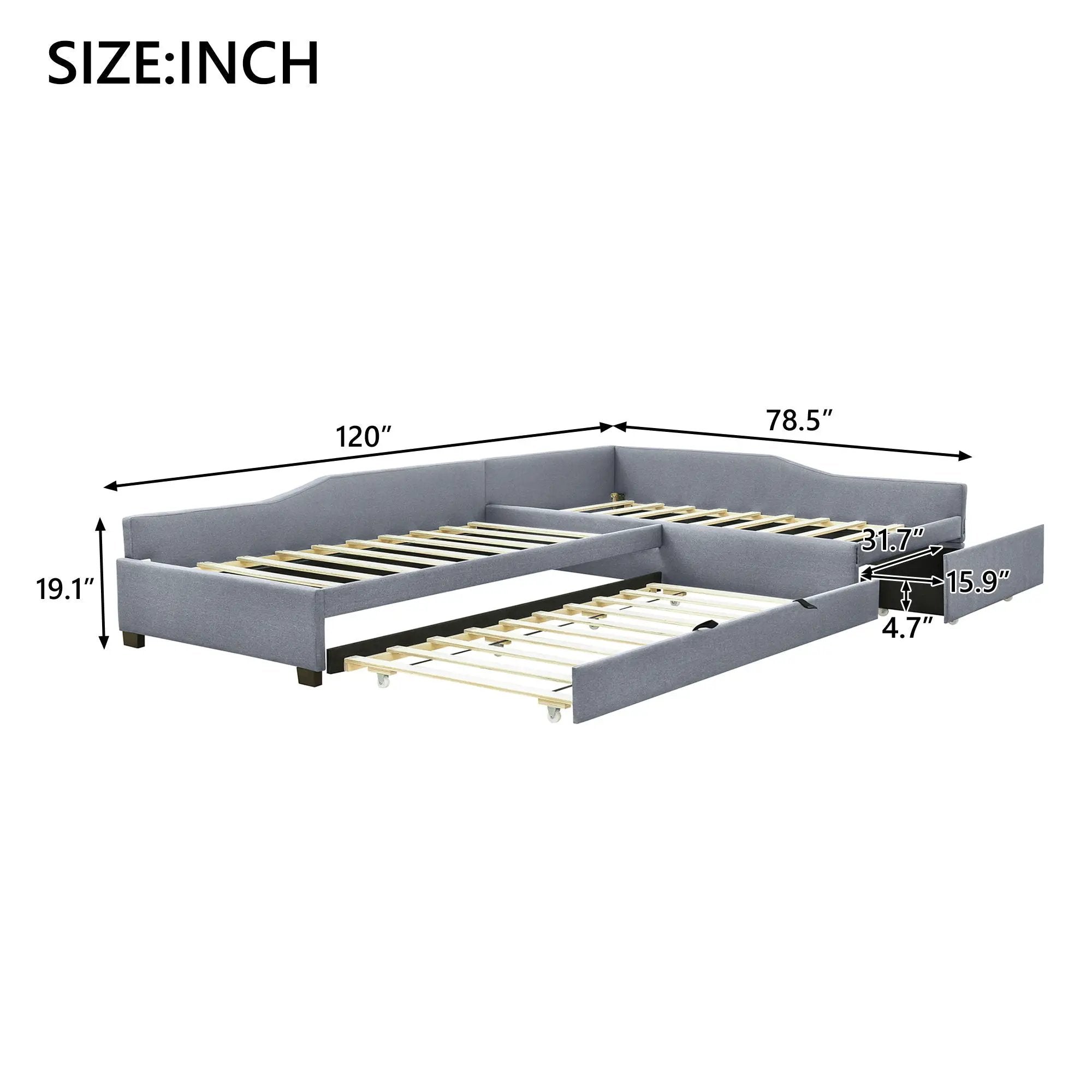 Upholstered Double Daybed With Trundle And Drawer by Unique Piece Furniture