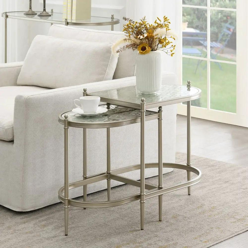 Zaba - Nesting Table - Glass Top & Silver by Unique Piece Furniture