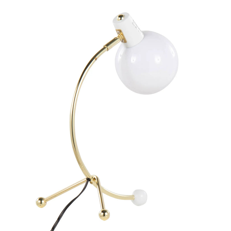Eileen Contemporary Task Lamp in Gold Metal and White Shade by HouseOfZazla
