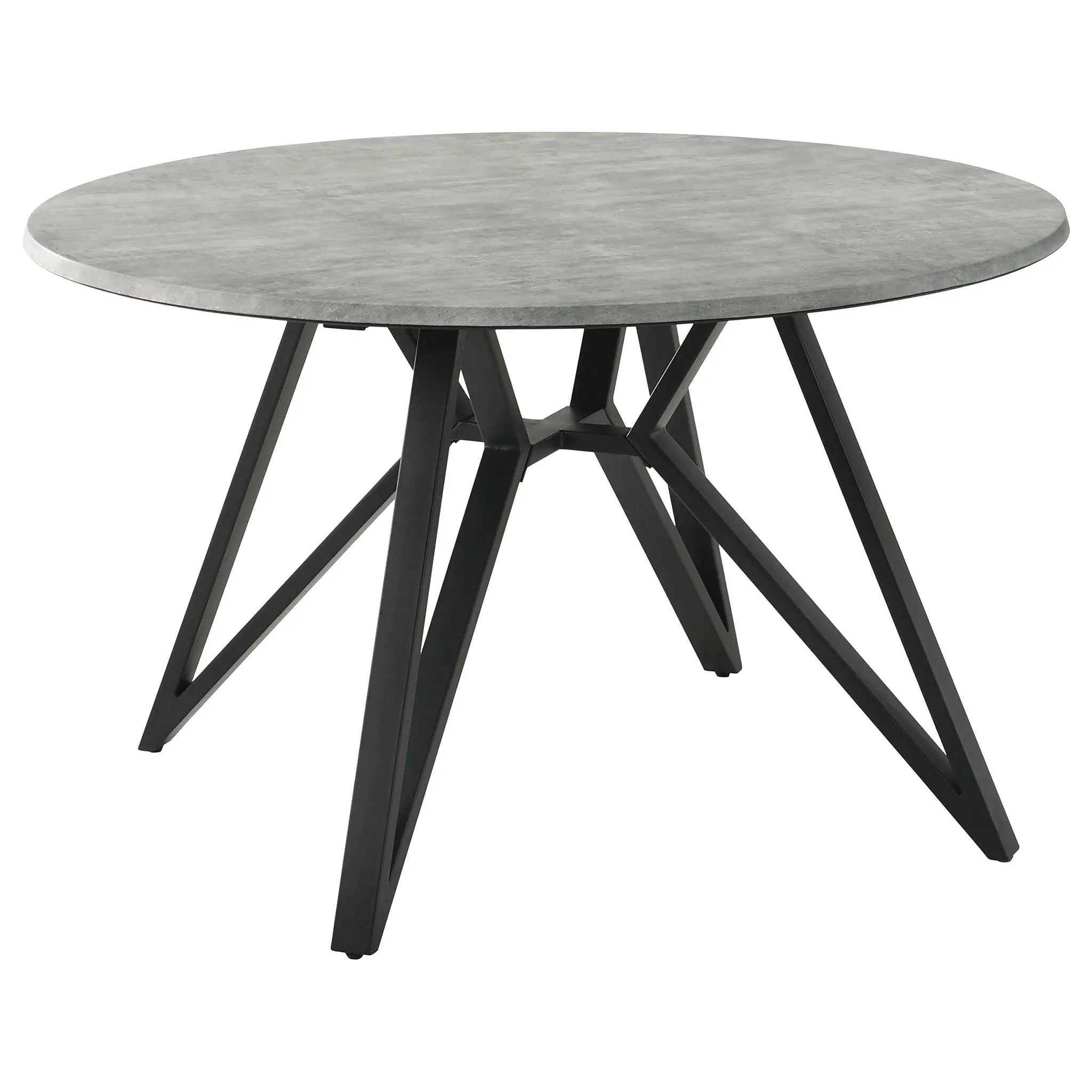 Vellux - 5 Piece Round Dining Table Set With Concrete Top Upholstered Chairs - Gunmetal by HouseOfZazla