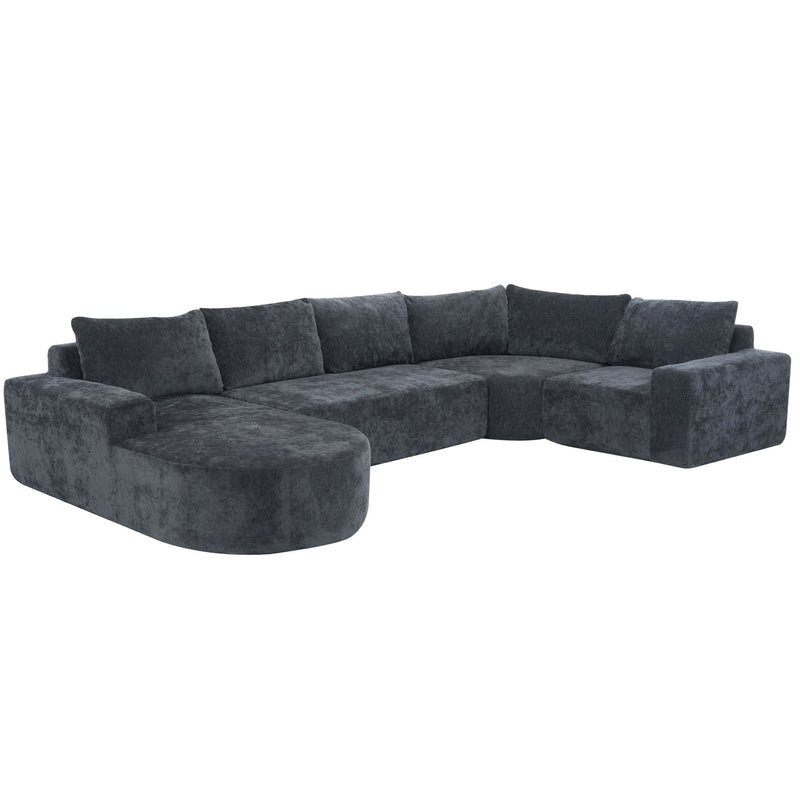U-Shaped Oversized Modular Cloud Sectional Sofa With Deep Seat For Living Room by HouseOfZazla