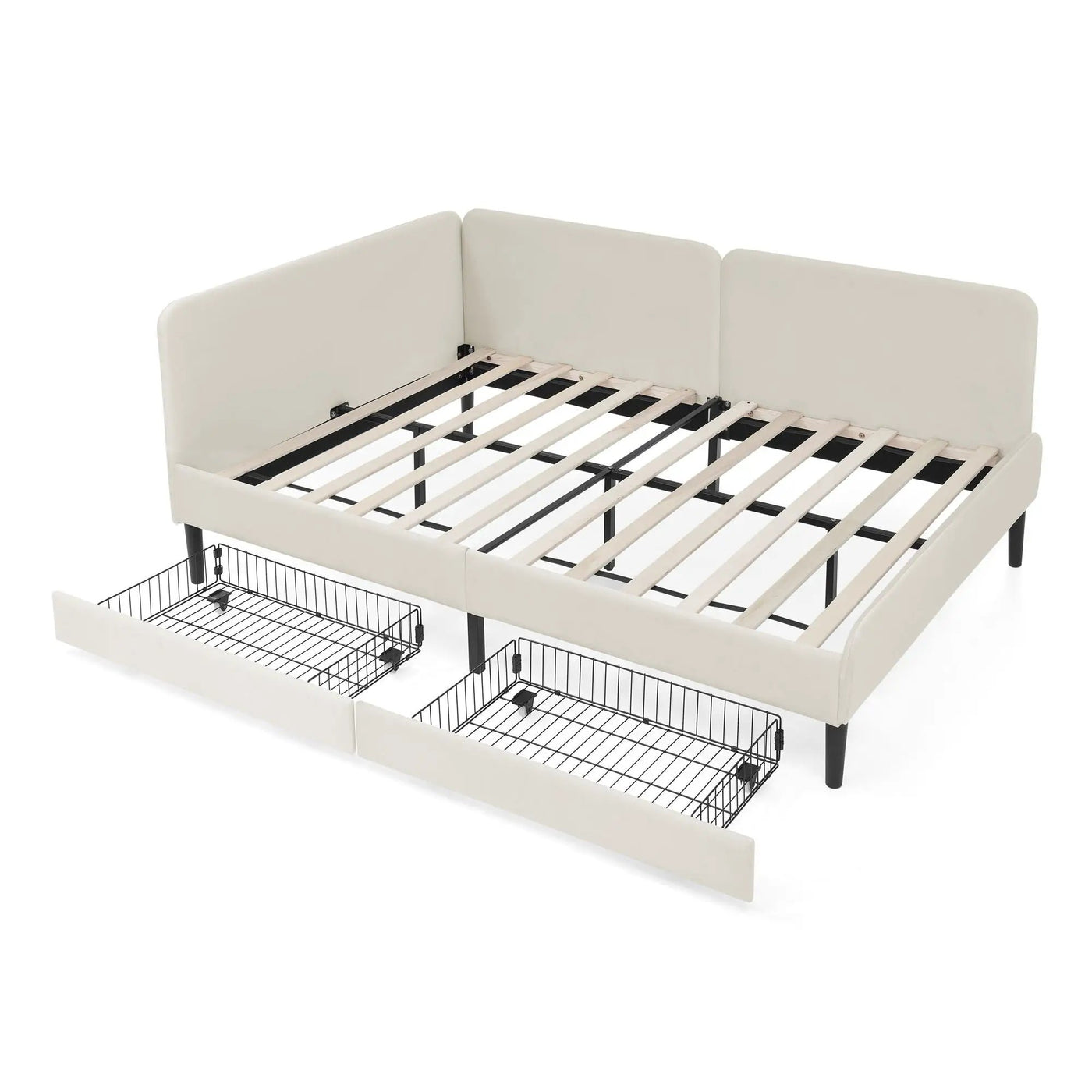 Upholstered Platform Bed Frame With 2 Storage Drawers And Adjustable Sofa Bed by Unique Piece Furniture
