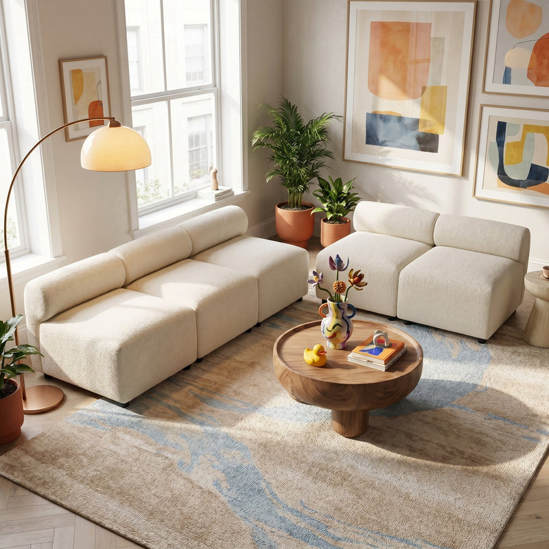 Evelyn 5-Piece Modular Chenille Sectional Sofa for Living Rooms by HouseOfZazla