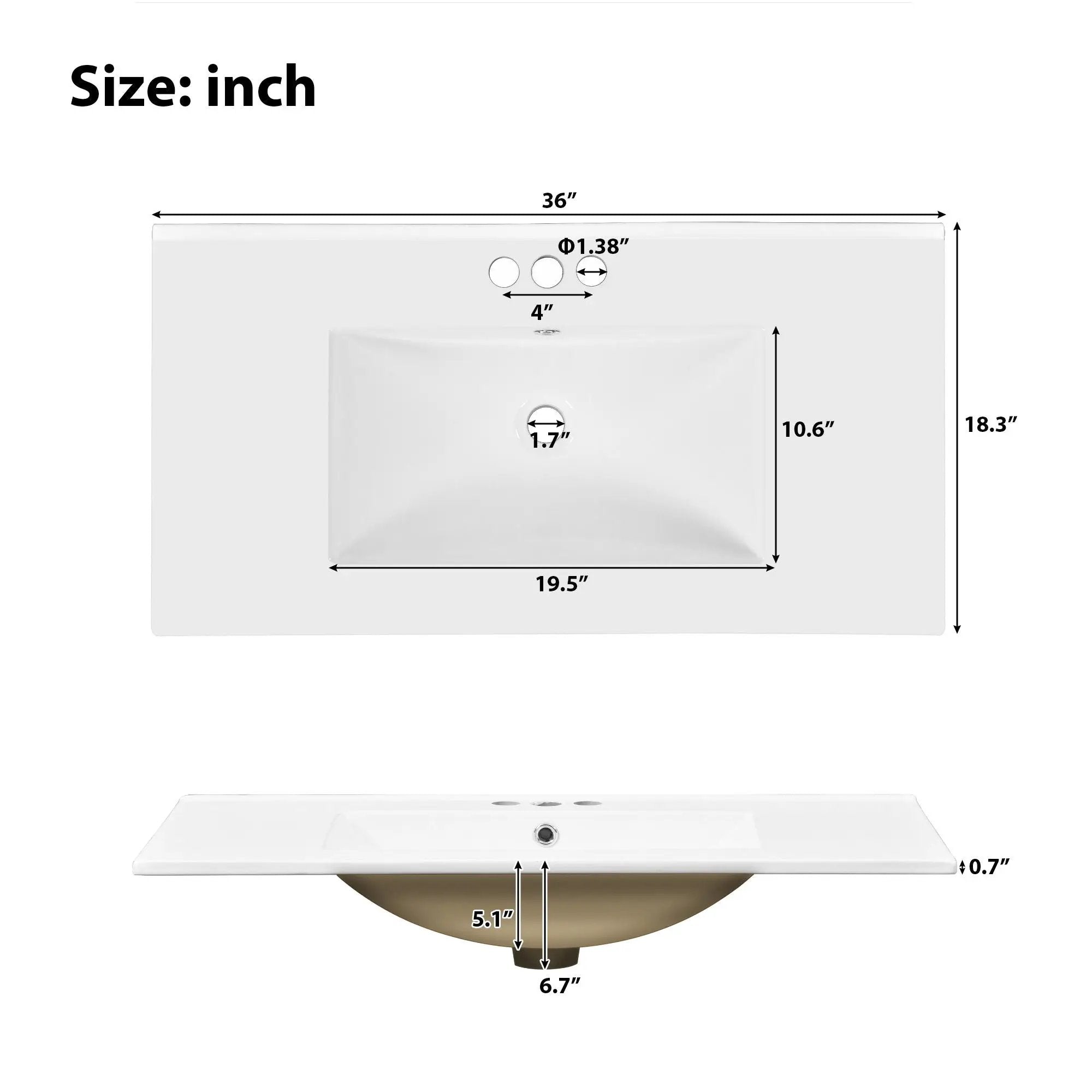 Bathroom Vanity With Sink, Soft Close Doors, Adjustable Shelves