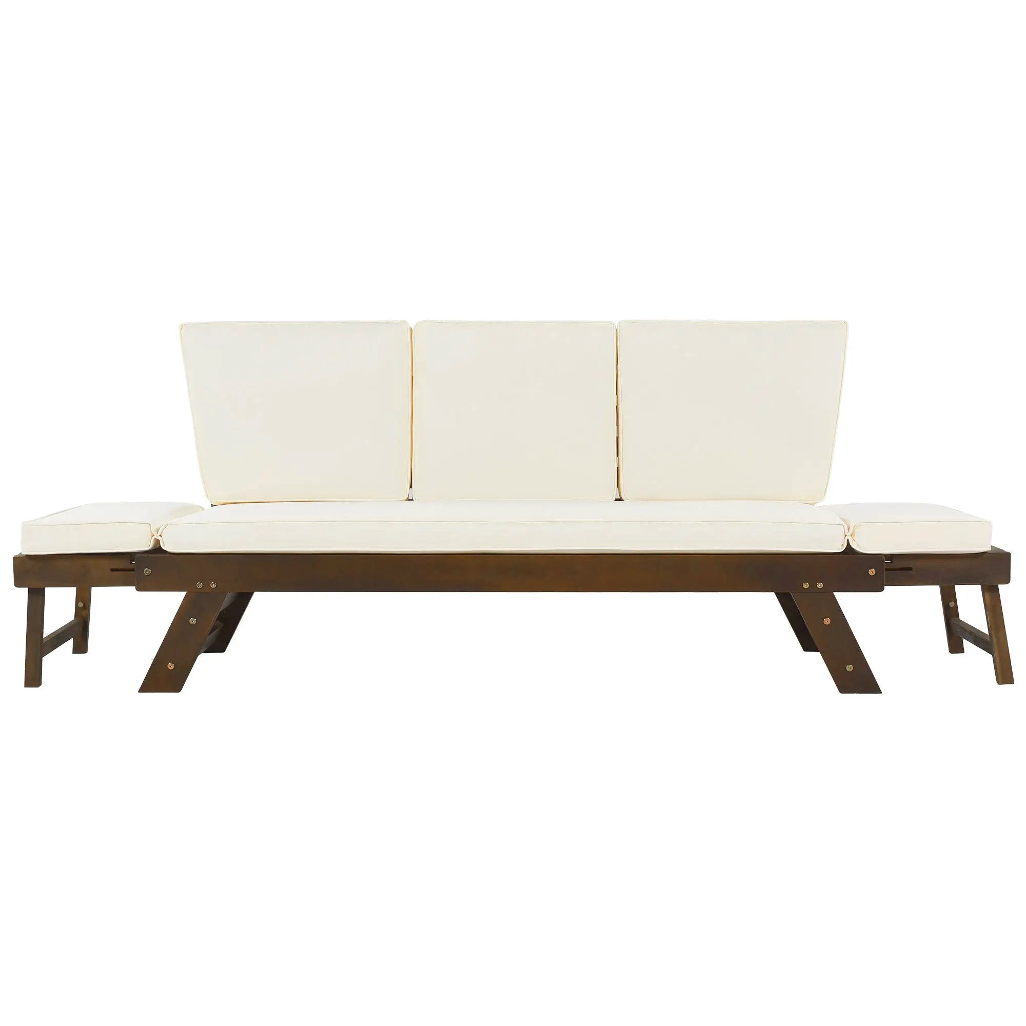 TOPMAX Outdoor Adjustable Patio Wooden Daybed Sofa Chaise Lounge by HouseOfZazla
