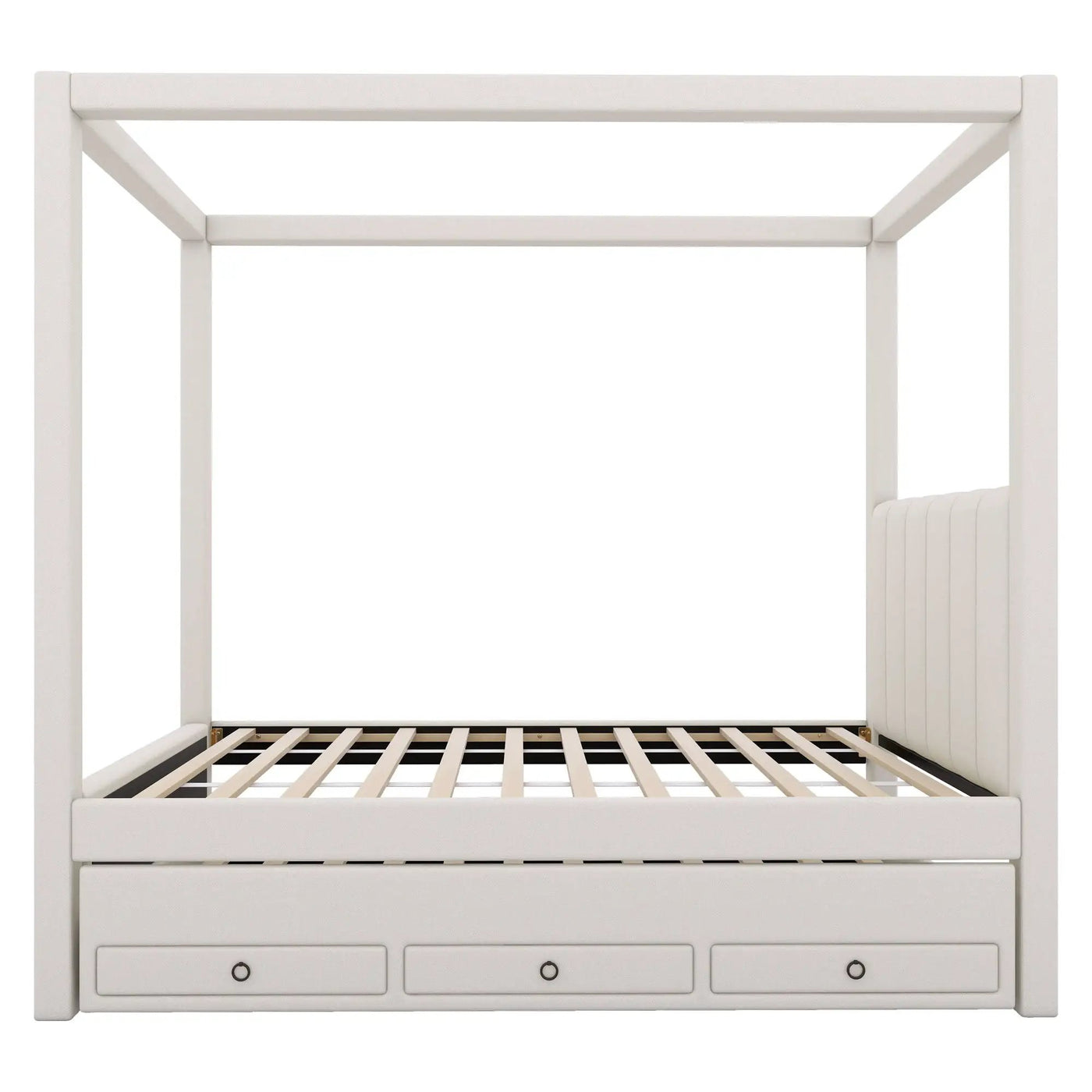 Upholstery Canopy Platform Bed With Trundle And Three Storage Drawers by Unique Piece Furniture