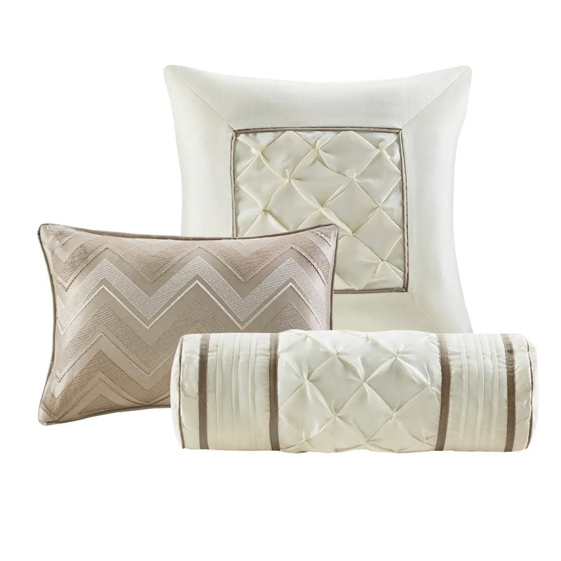 7 Piece Tufted Comforter Set Taupe California King by HouseOfZazla