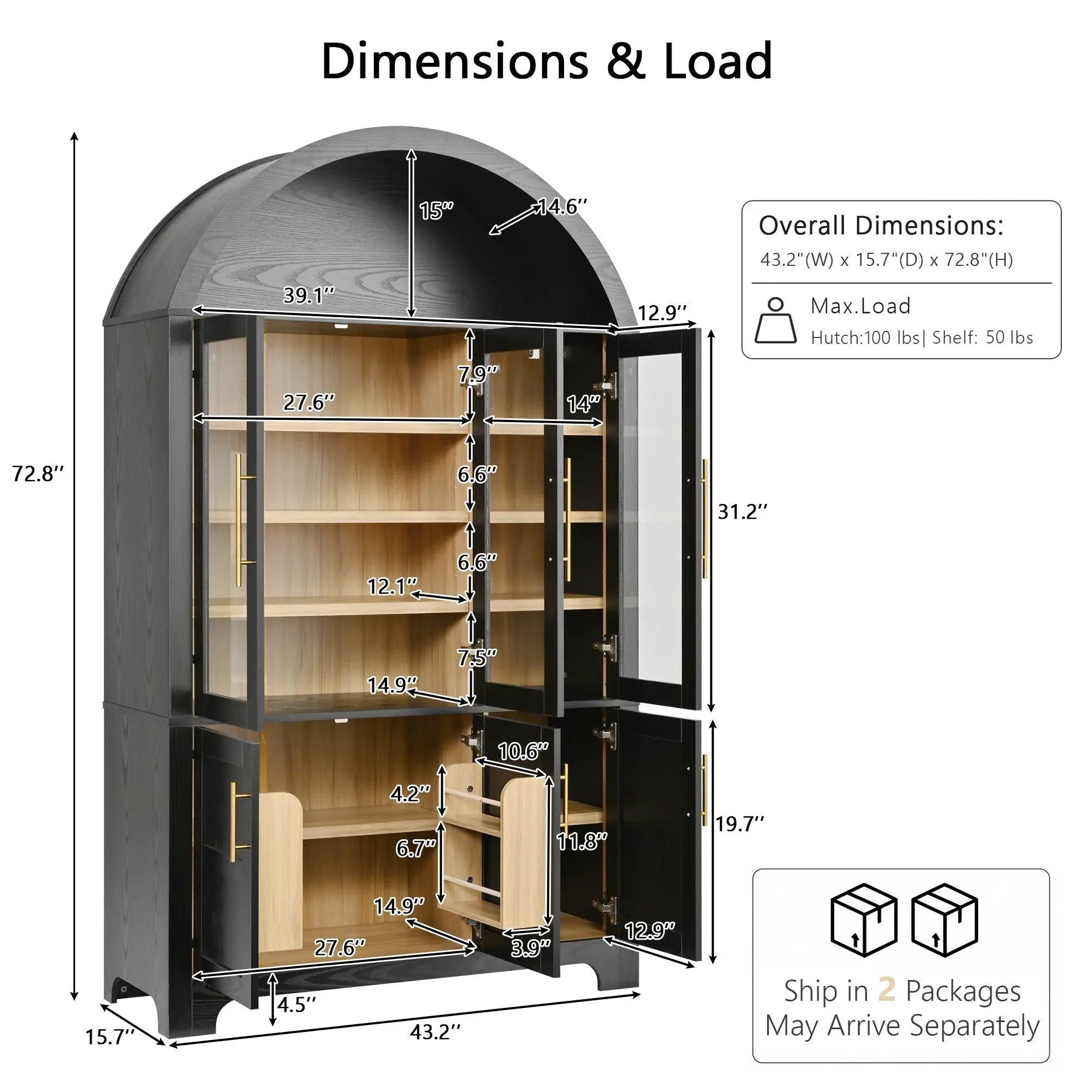 K&K 73" Tall Arched Kitchen Pantry by HouseOfZazla