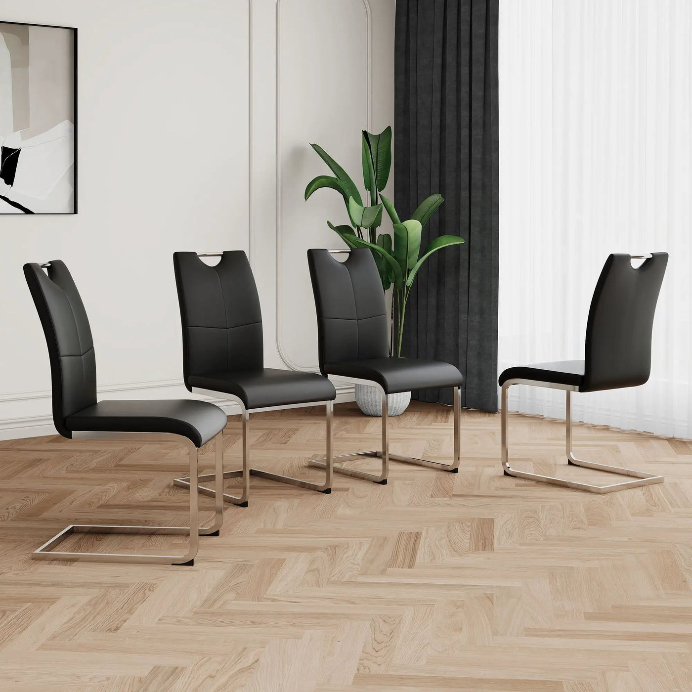 Modern Dining Chairs With Padded Seat And Metal Legs by HouseOfZazla