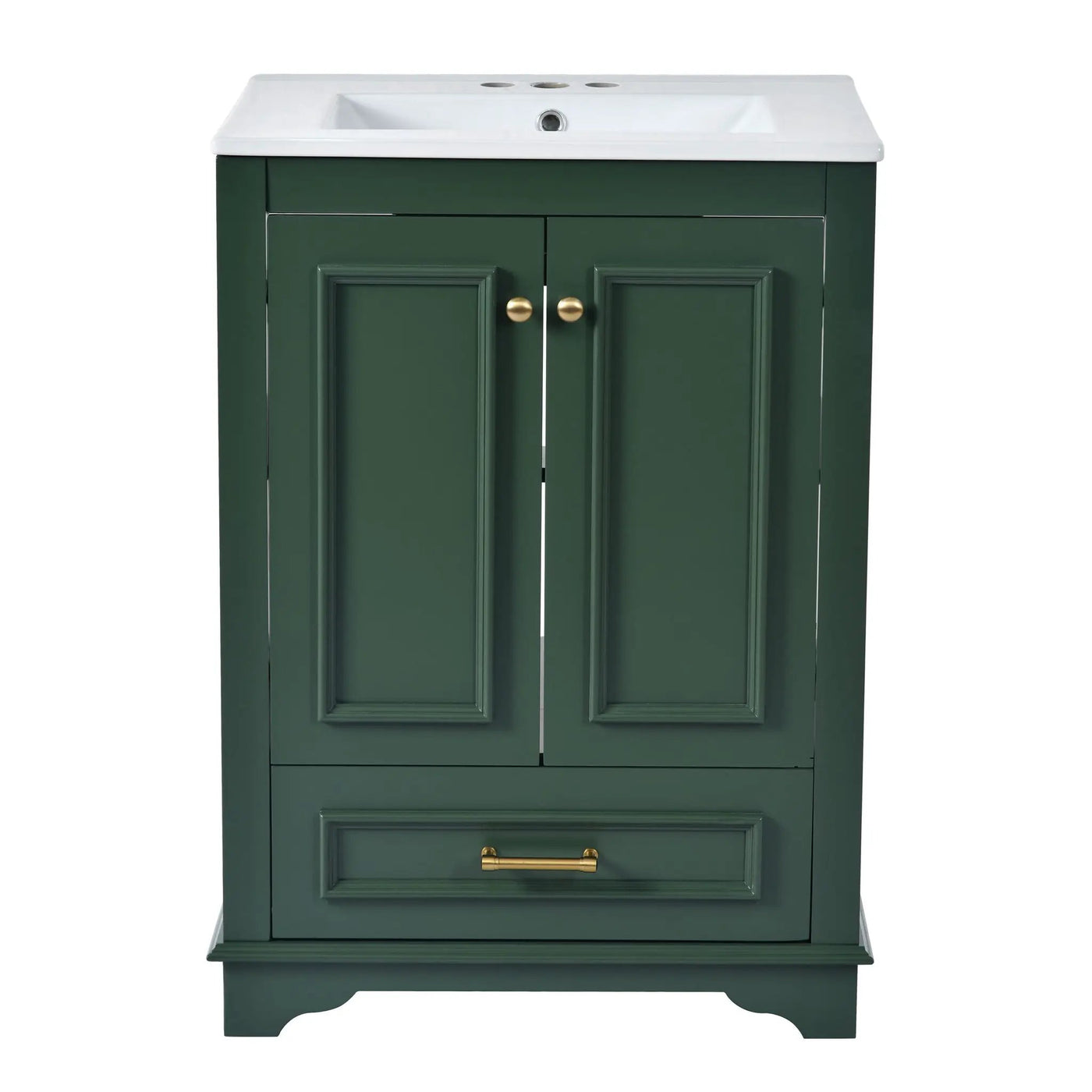 Bathroom Vanity With Ceramic Sink Combo, Modern Freestanding Storage Cabinet With Silver Handles by HouseOfZazla