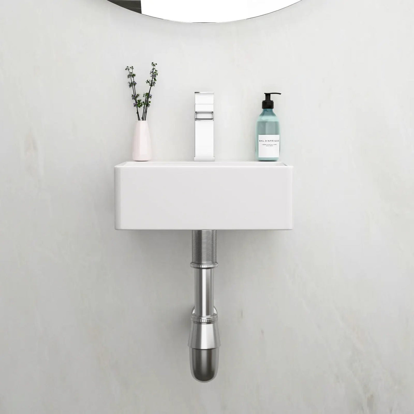 Ceramic Rectangle Wall Mount Bathroom Sink With Single Faucet Hole by HouseOfZazla