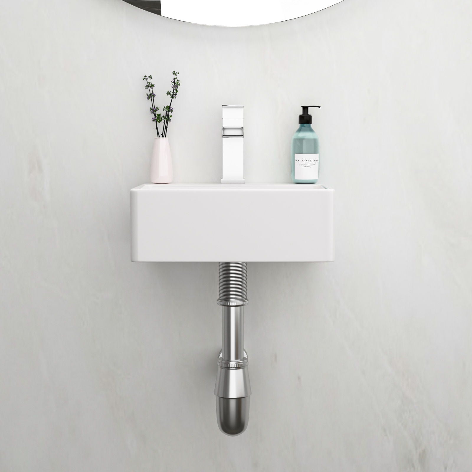 Ceramic Rectangle Wall Mount Bathroom Sink With Single Faucet Hole by HouseOfZazla