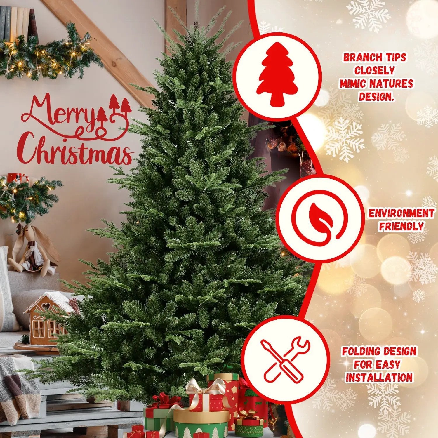 Full-Shaped 8FT Christmas Tree with 2673 Tips by HouseOfZazla