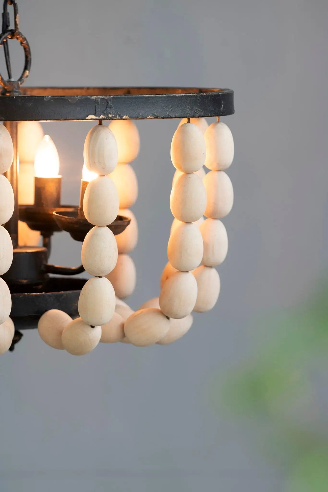 4 Light Wood Chandelier, Hanging Light Fixture With Adjustable Chain For Kitchen, Bulb Not Included - Cream by HouseOfZazla