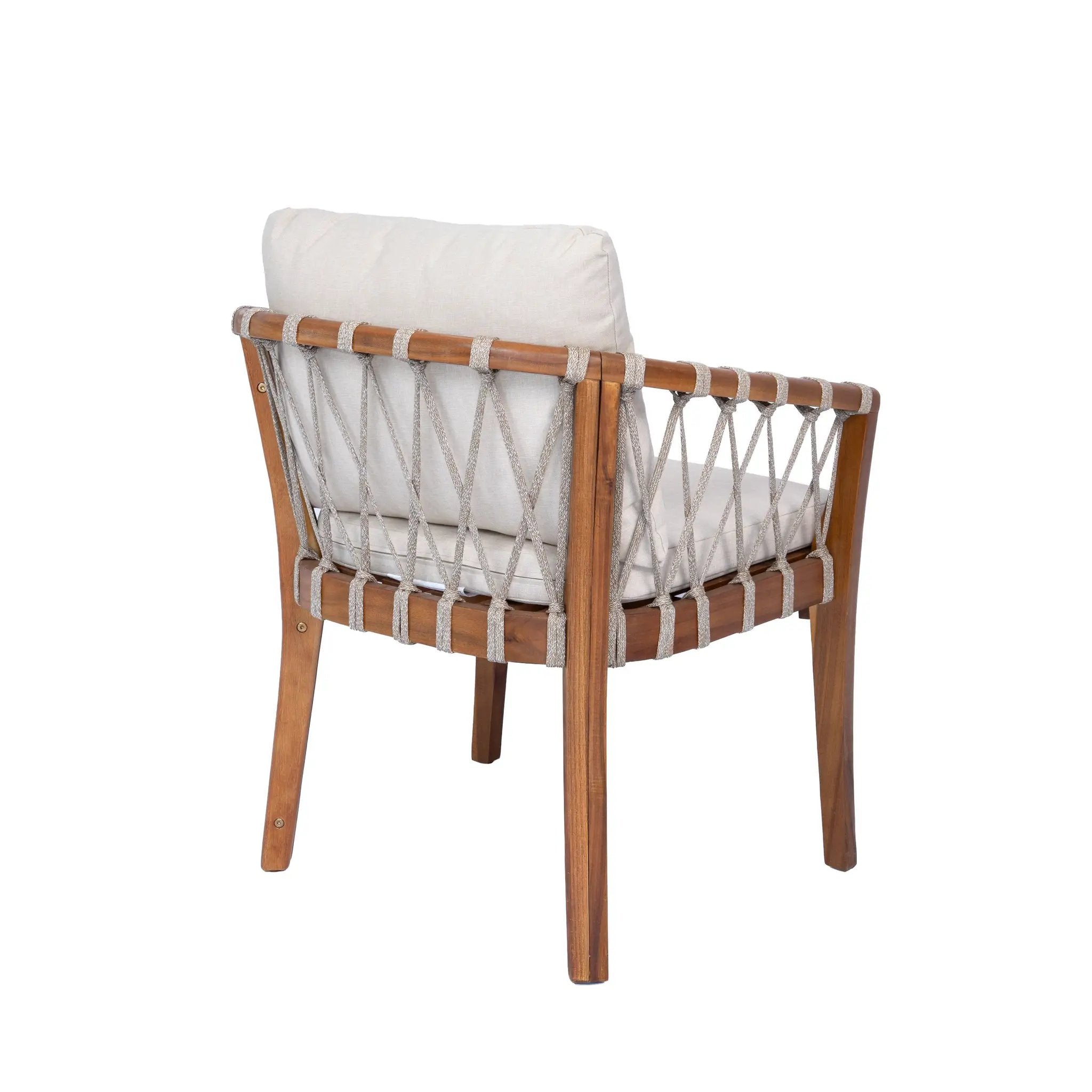 Outdoor Dining Chairs Set for 2, Acacia Wood Frame with Teak Finish by HouseOfZazla
