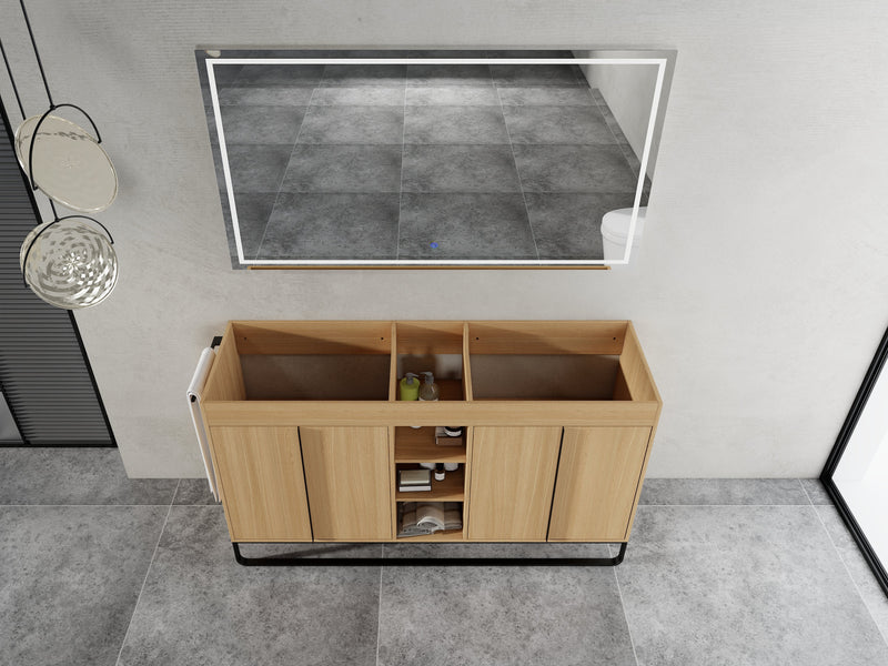60-Inch Freestanding Bathroom Cabinet with Soft Close Doors & Open Storage by HouseOfZazla