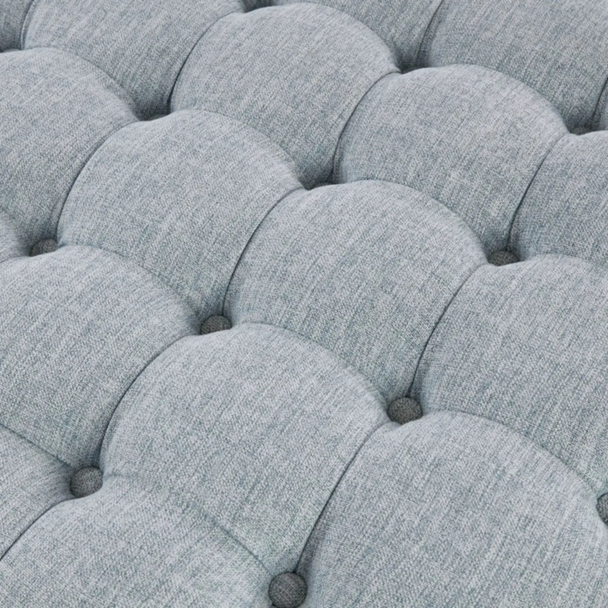 Skirted Tufted Round Ottoman With Button Top - Gray by HouseOfZazla