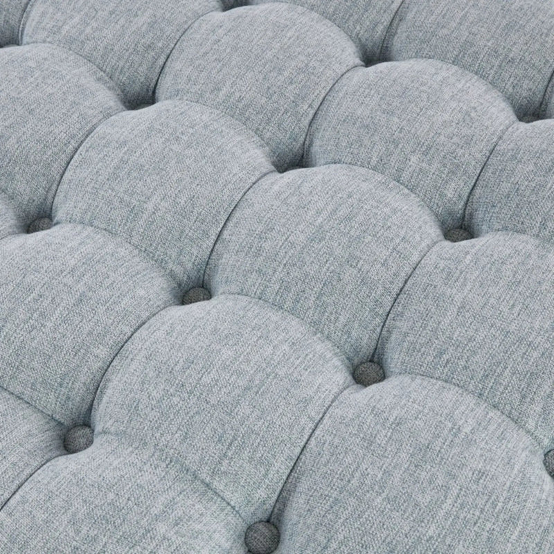 Skirted Tufted Round Ottoman With Button Top - Gray by HouseOfZazla