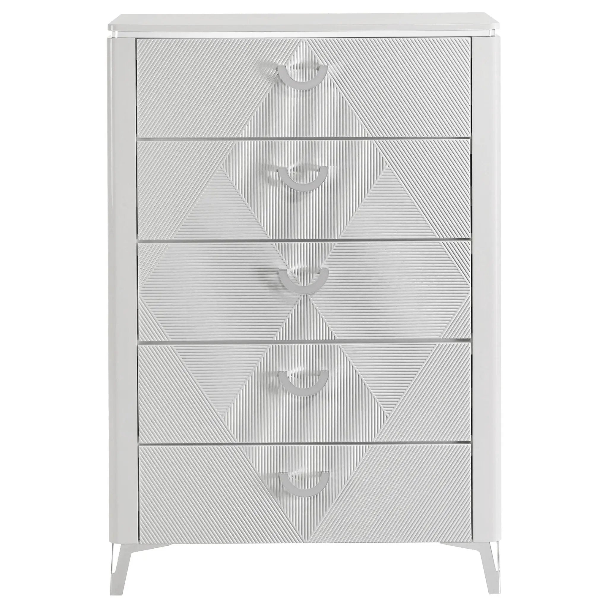 Cassia 5-drawer Bedroom Chest of Drawers White High Gloss by Unique Piece Furniture