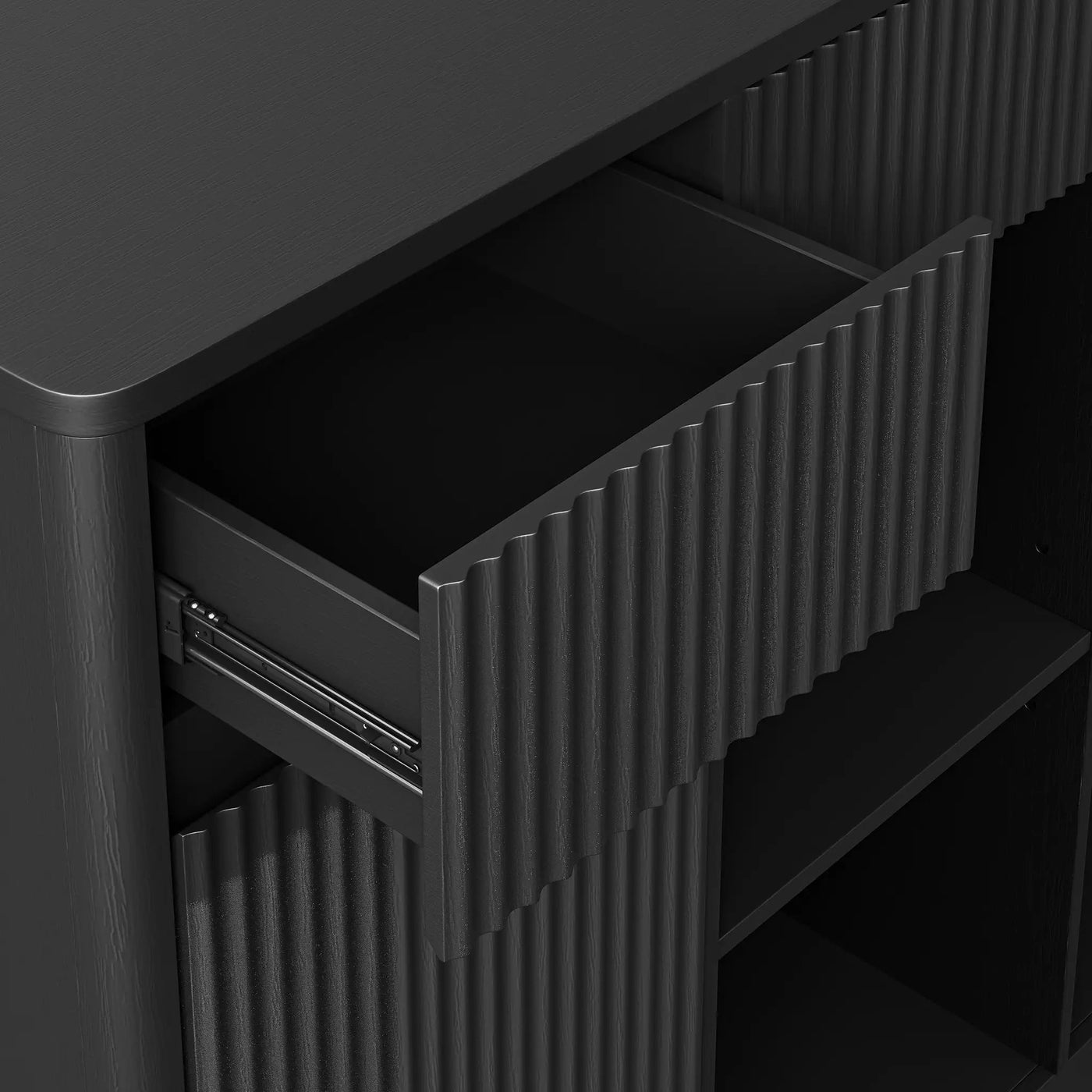 51.2" Modern Fluted Bar Cabinet with Fridge Compartment by HouseOfZazla