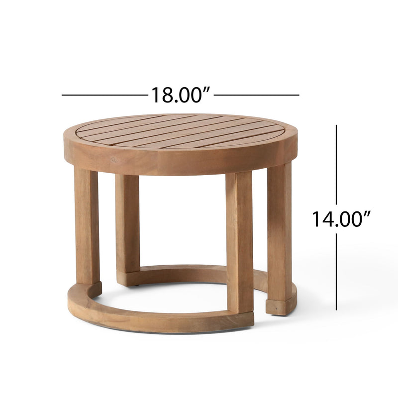 Outdoor Acacia Wood Side Table, Solid Side Table For Patio, Pool, Porch - Brown Wash by HouseOfZazla