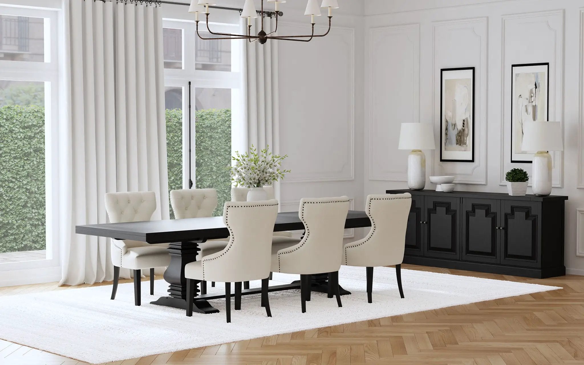 Florence 7-piece 126-inch Extension Dining Table Set Distressed Black by Unique Piece Furniture