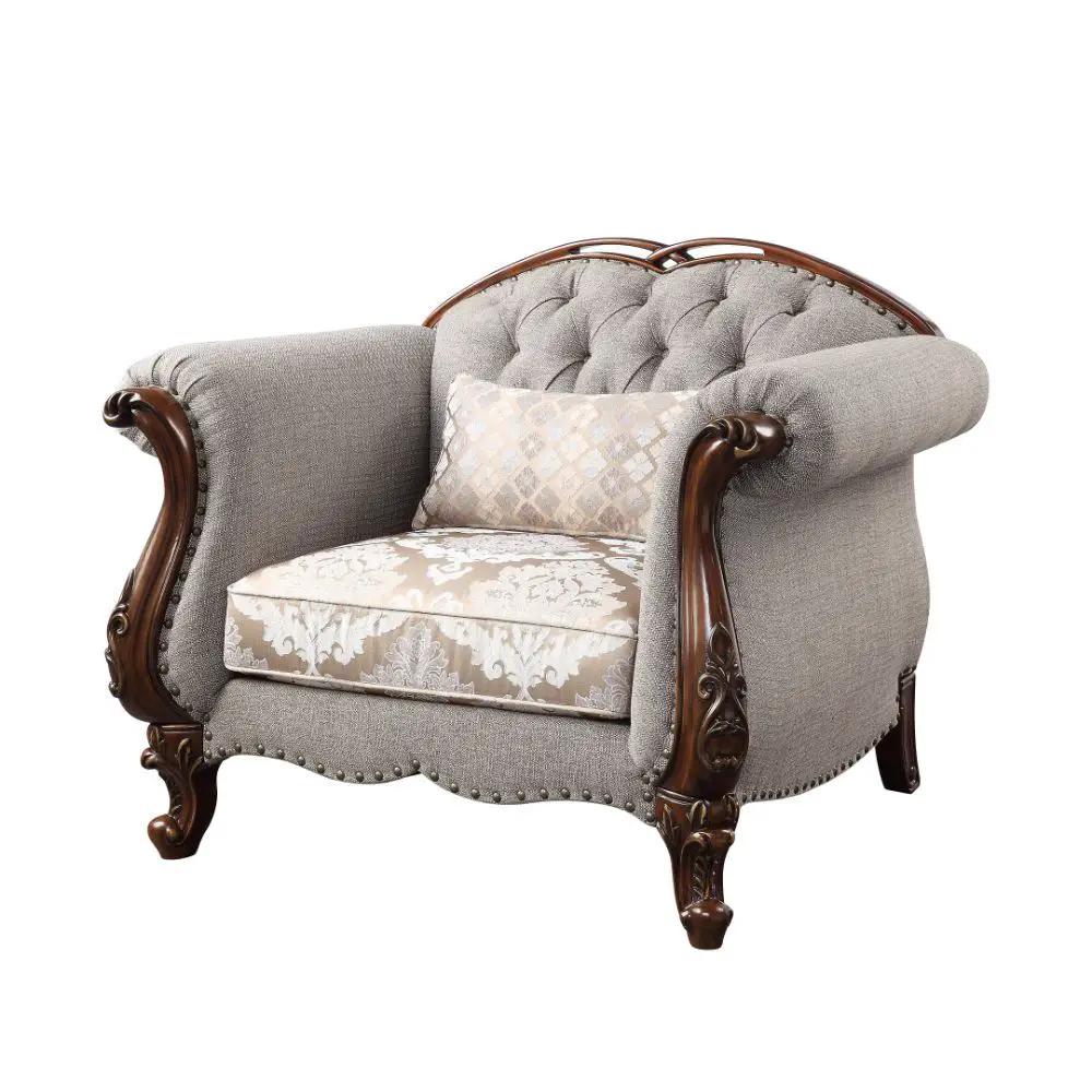 Miyeon - Chair With Pillow - Fabric & Cherry by Unique Piece Furniture
