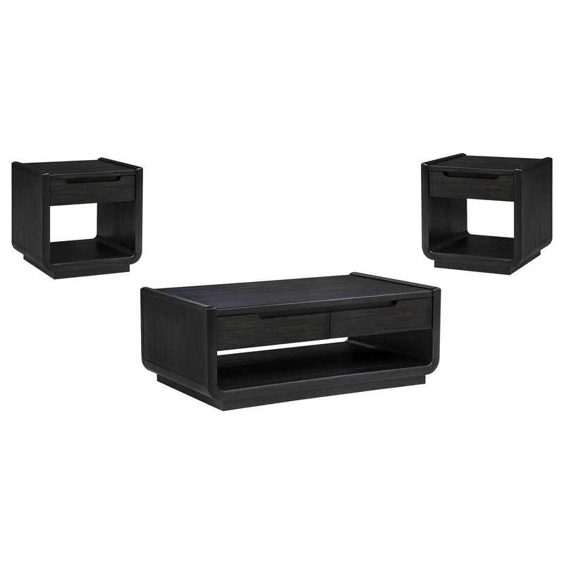 Leandro 3-piece Wood Coffee and End Table Set Burnished Black by Unique Piece Furniture