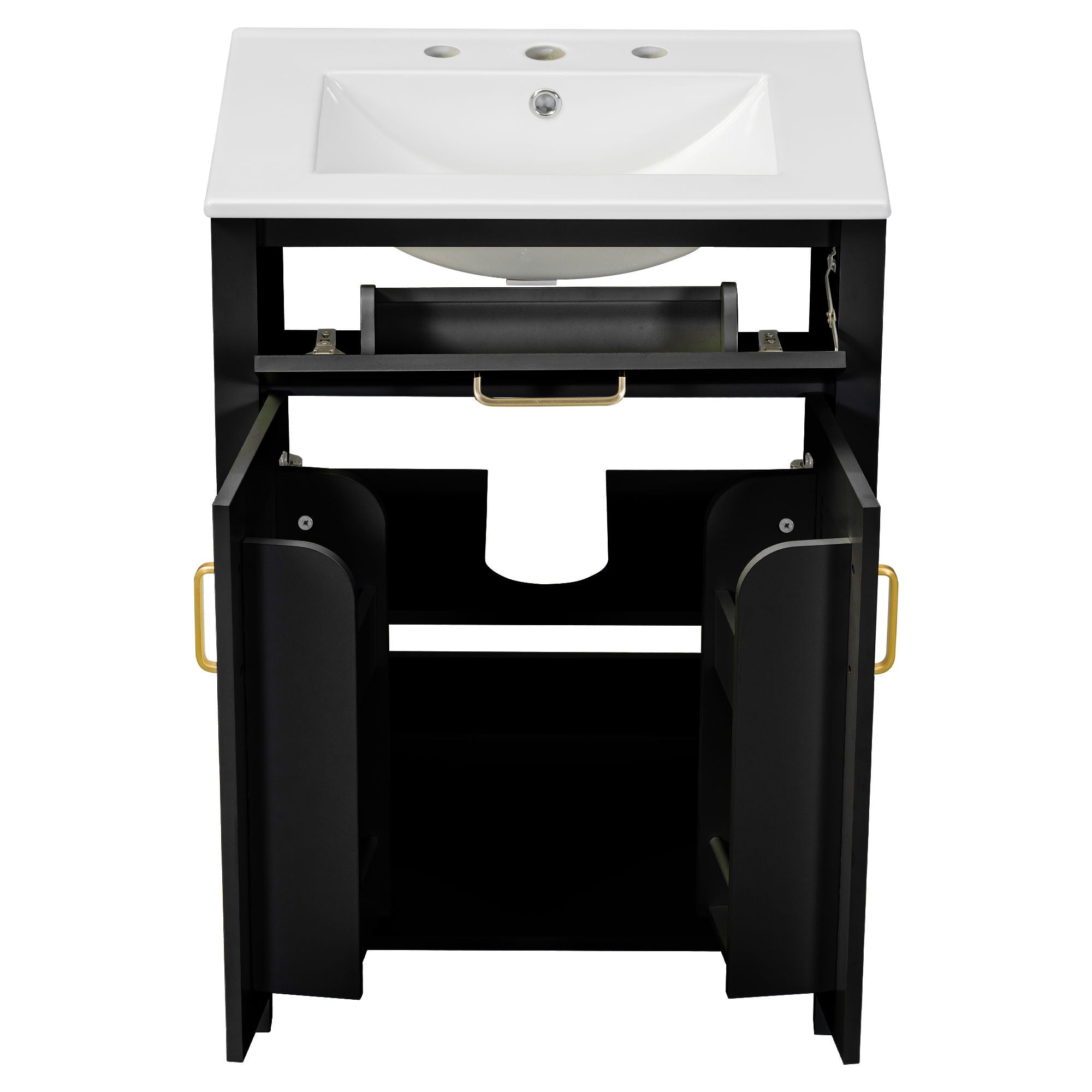 Bathroom Vanity Combo With Ceramic Sink, Luxurious Space-Saving Vanity, 2 Soft Close Doors by HouseOfZazla