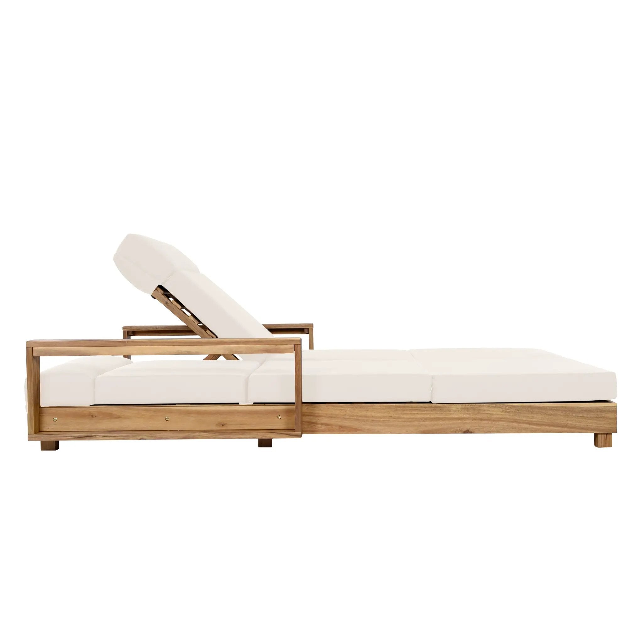 Double Acacia Wood Chaise Lounge Set by HouseOfZazla