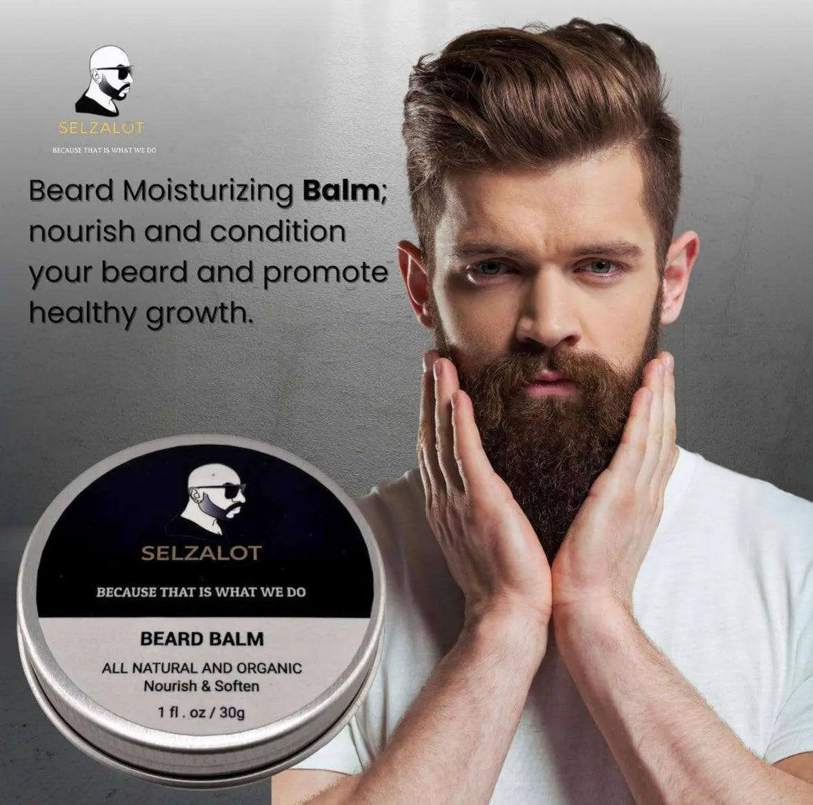 SELZALOT Beard Growth Kit Facial Hairs Men's Grooming Set 7 Pieces Beard Products with Oil, Serum, Balm, Shampoo, Comb, Brush and Hand Beard Care Kit for Men Men Self Care by Selzalot