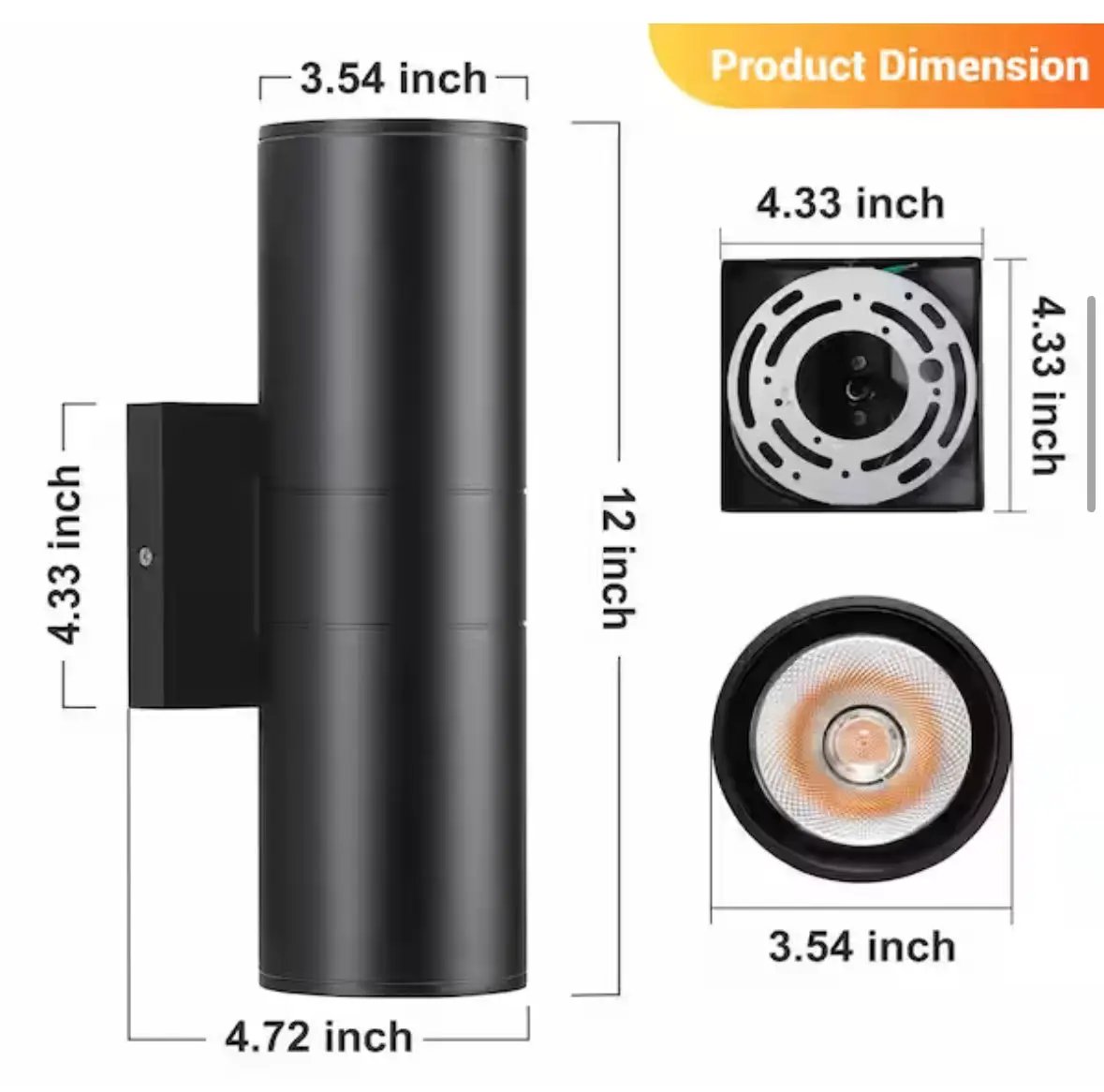 Aluminum 12- Watt Equivalent Integrated LED Black Cylinder Wall Sconce Indoor/Outdoor Wall Pack Light, 2700K (4-Pack by Selzalot