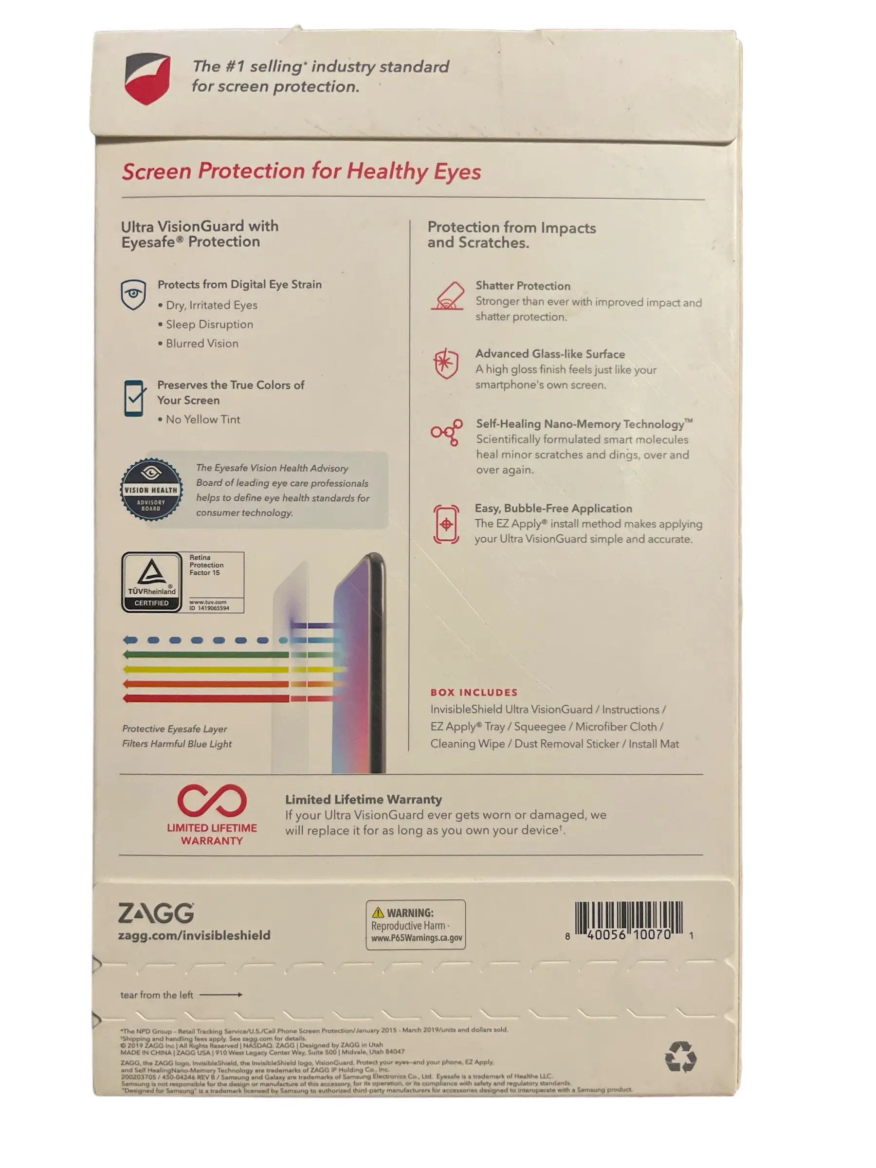 ZAGG InvisibleShield Ultra VisionGuard - Protect Your Eyes and Your Phone - for Samsung Galaxy S10+ - Case Friendly Screen Protection by Selzalot
