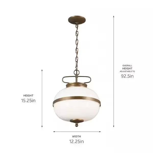Open Box KICHLER Opal 2-Light Character Bronze Vintage Globe Kitchen Pendant Hanging Light with Opal Glass by Selzalot