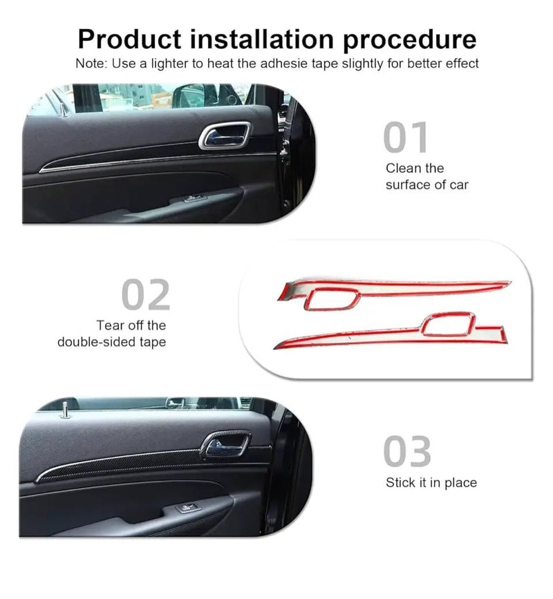 Open Box CheroCar for Jeep Grand Cherokee Dashboard Panel Trim & Door Handle Cover Kits Interior Accessories for 2011-2020 Jeep Grand Cherokee, Carbon by Selzalot