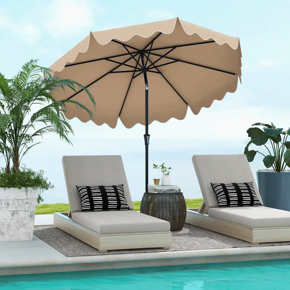 9 Feet Patio Umbrella with Crank Handle and Push Button Tilt by DirectDeals