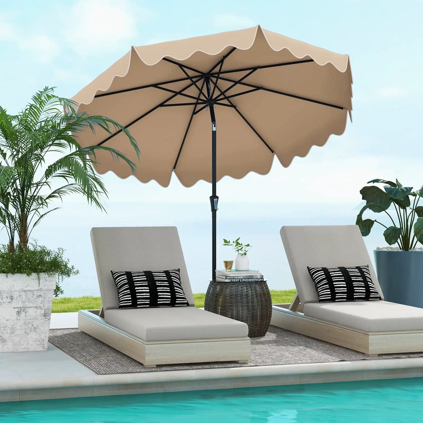 9 Feet Patio Umbrella with Crank Handle and Push Button Tilt by DirectDeals