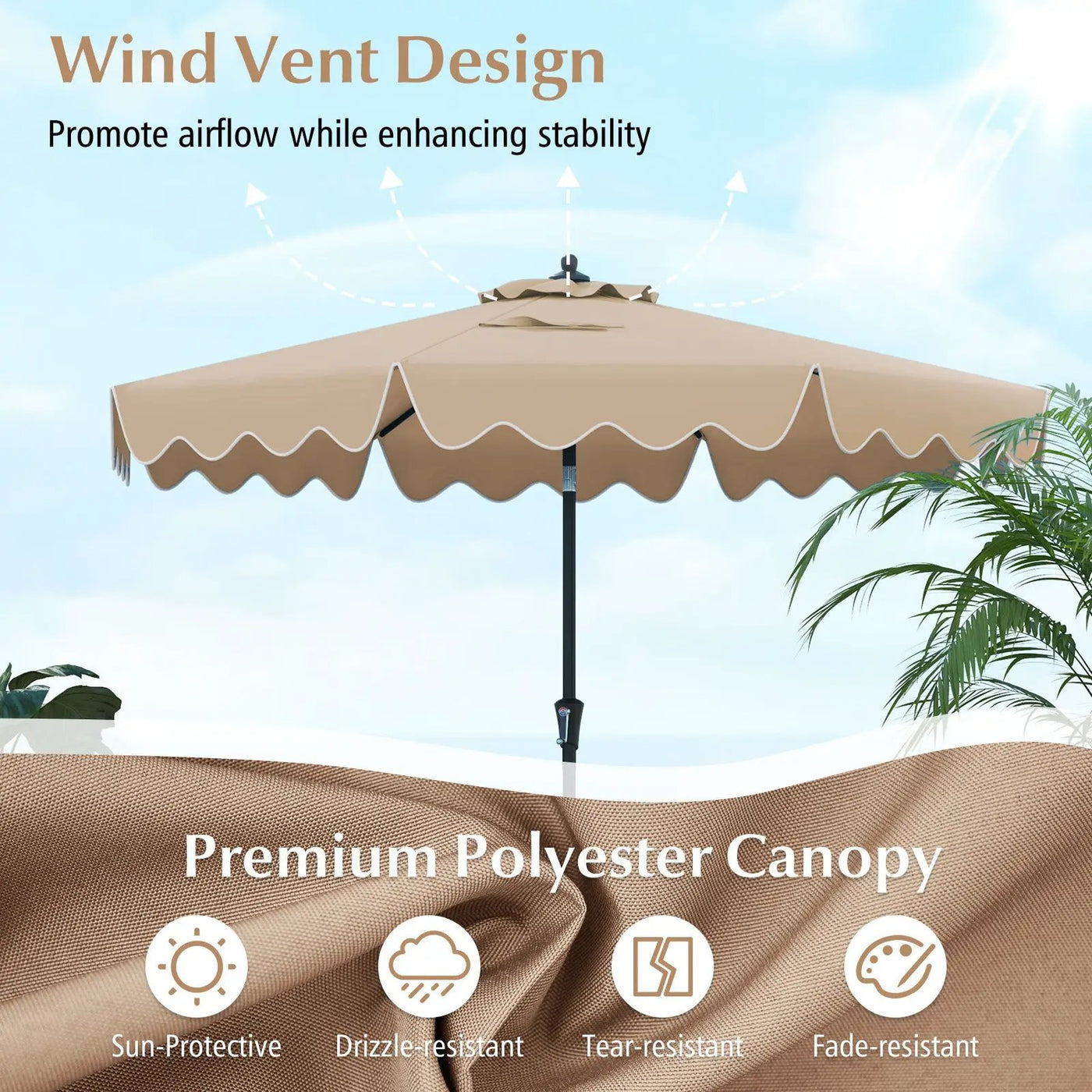 9 Feet Patio Umbrella with Crank Handle and Push Button Tilt by DirectDeals