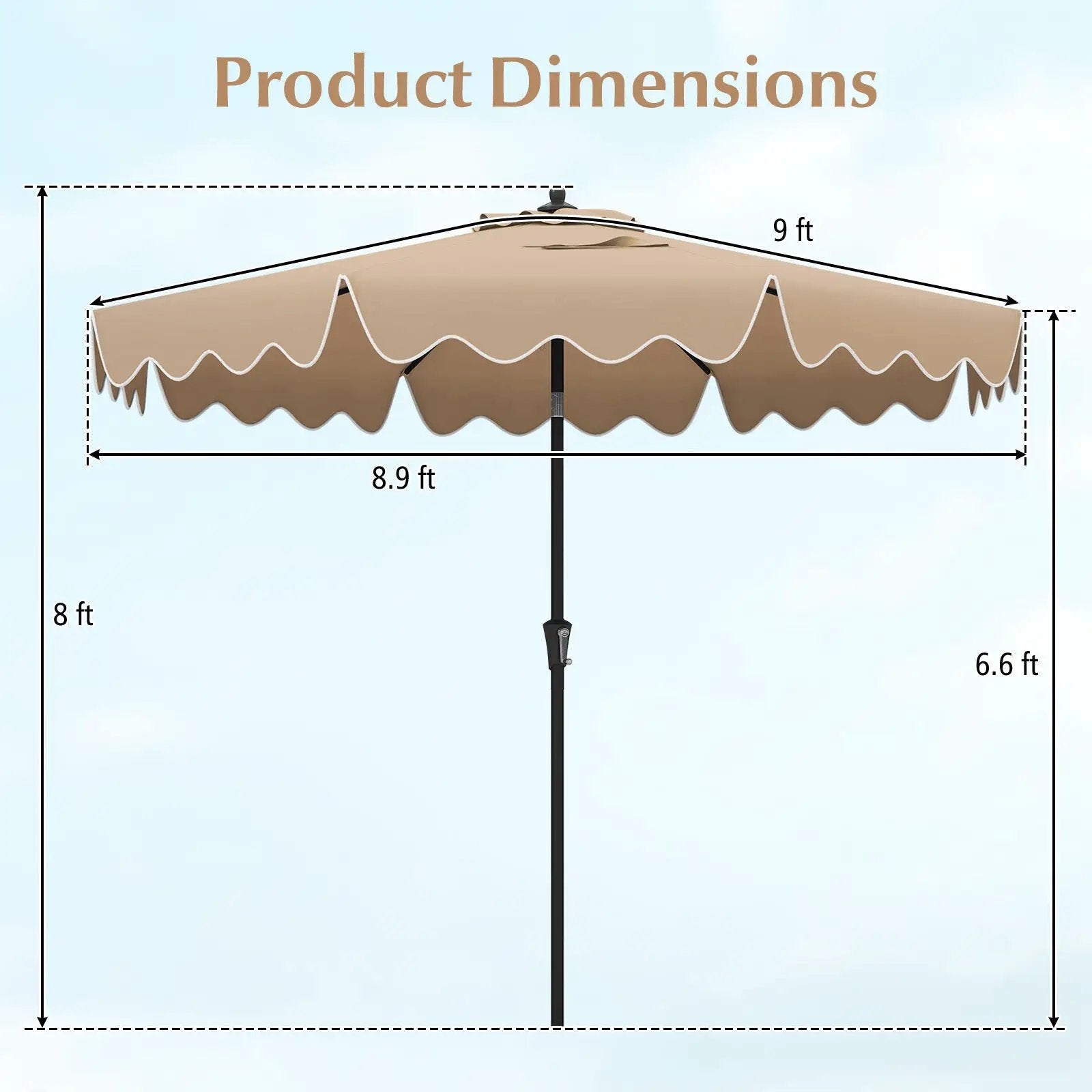 9 Feet Patio Umbrella with Crank Handle and Push Button Tilt by DirectDeals