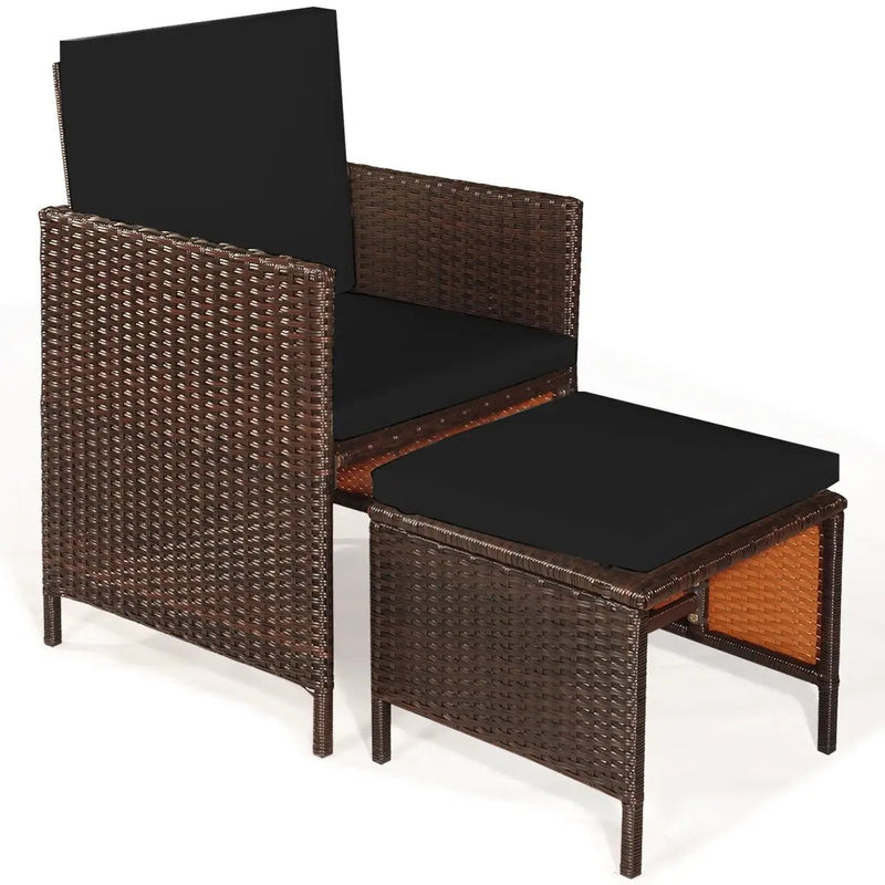 9 Pieces Patio Rattan Dining Cushioned Chairs Set by DirectDeals