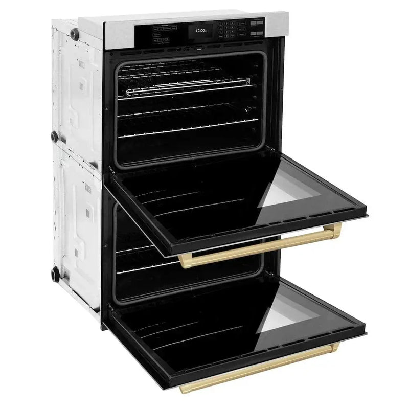 ZLINE 30"Professional True Convection Double Wall Oven, Air Fry, Self Clean, DuraSnow® Champagne Bronze WADSZ-30-CB by Farmhouse Kitchen and Bath