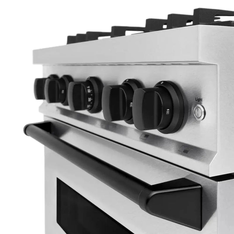 ZLINE 30"Classic Gas Range, Convection Gas Oven, DuraSnow® Stainless Steel, Matte Black CGRSZ-30-MB by Farmhouse Kitchen and Bath