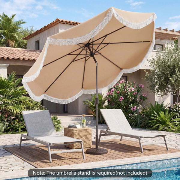 10 FT Outdoor Tassel Umbrella with Push Button Tilt, photo 2 of 8