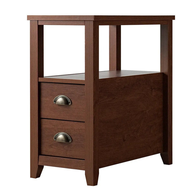 End Table Wooden with 2 Drawers and Shelf Bedside Table by DirectDeals