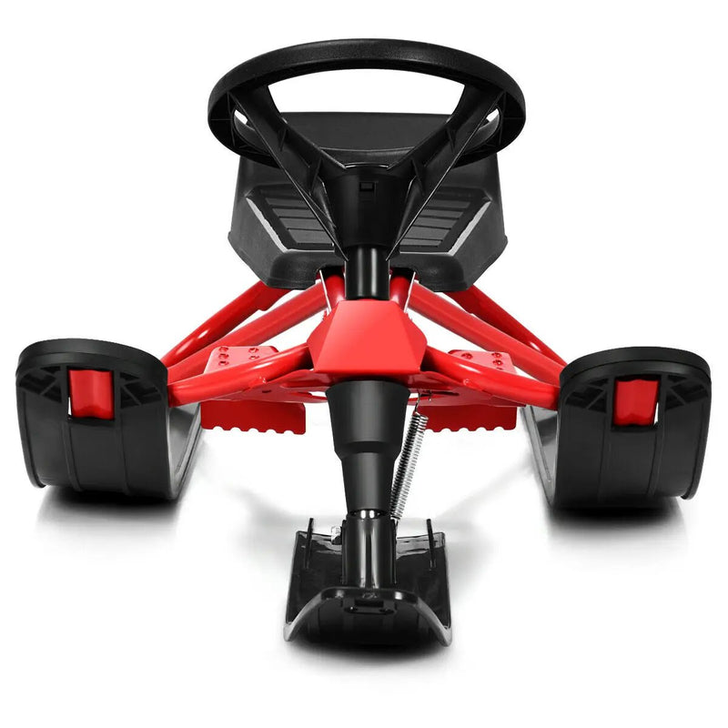 Kids Snow Sled with Steering Wheel and Double Brakes Pull Rope by DirectDeals