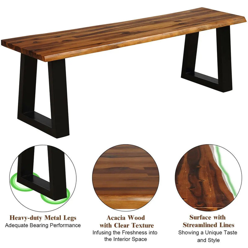 Solid Acacia Wood Patio Bench Dining Bench Seating Chair by DirectDeals