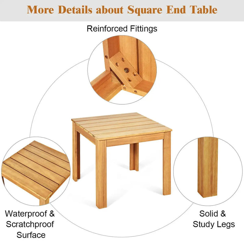 Wooden Square Patio Coffee Bistro Table by DirectDeals