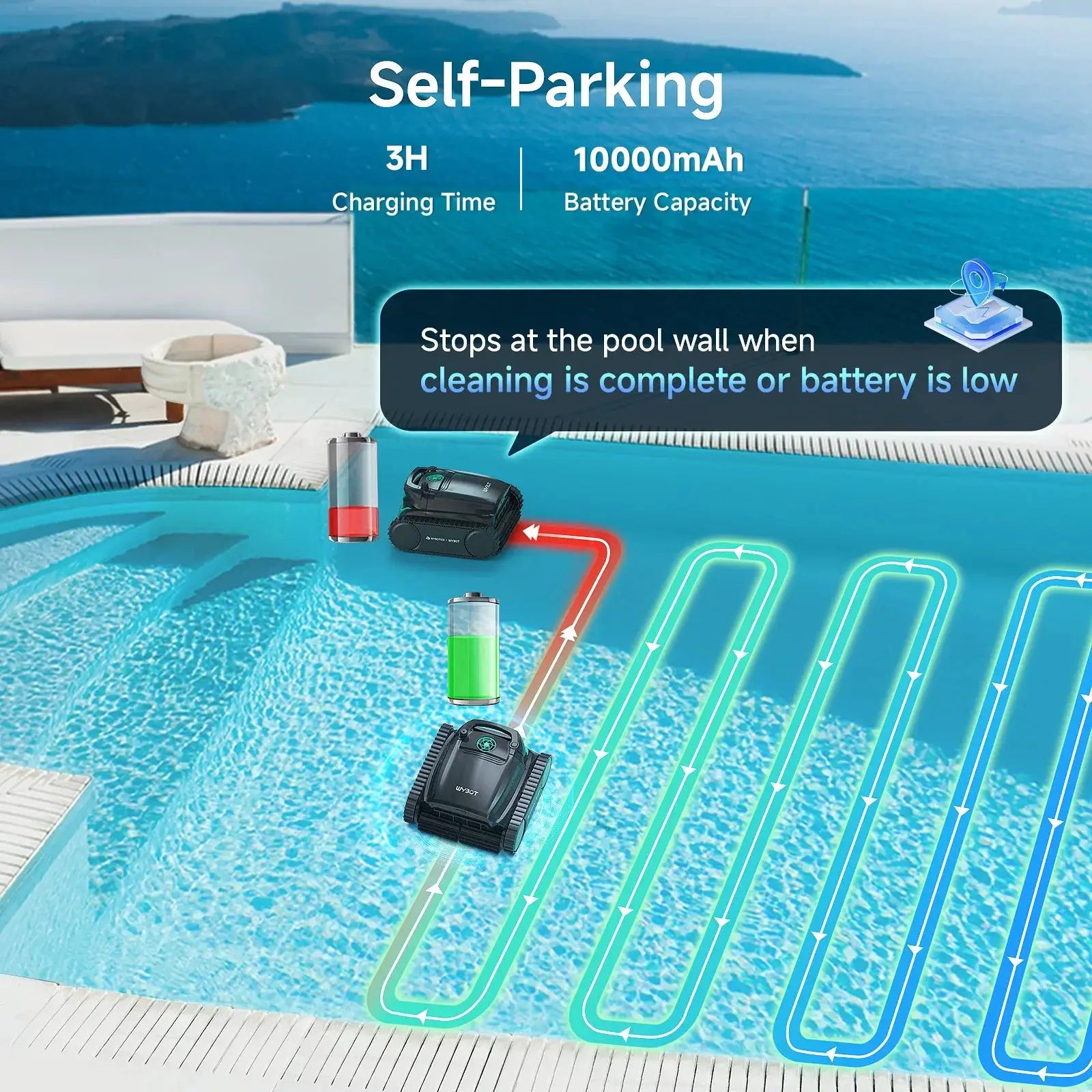 WYBOT M2 Vision Tech High-End Cordless Robotic Pool Cleaner by WYBOT